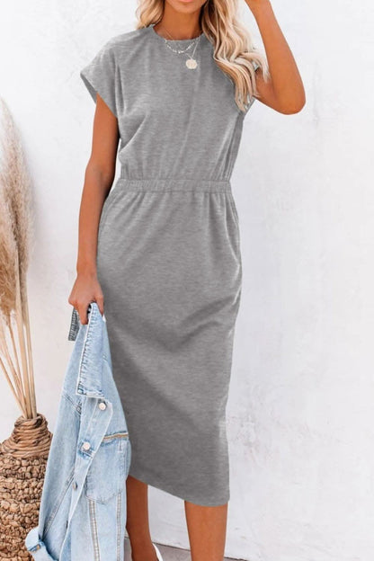 Chic Cap Sleeve Dress with Pockets for Effortless Elegance 