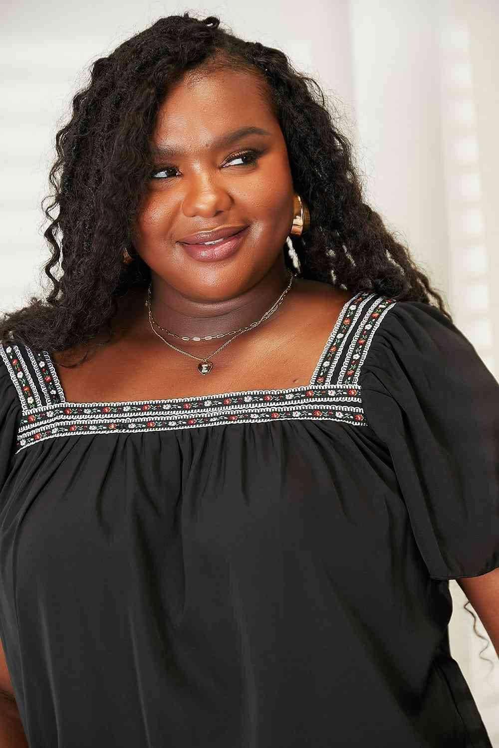 Chic Color Block Blouse - Puff Sleeves - Love Salve 