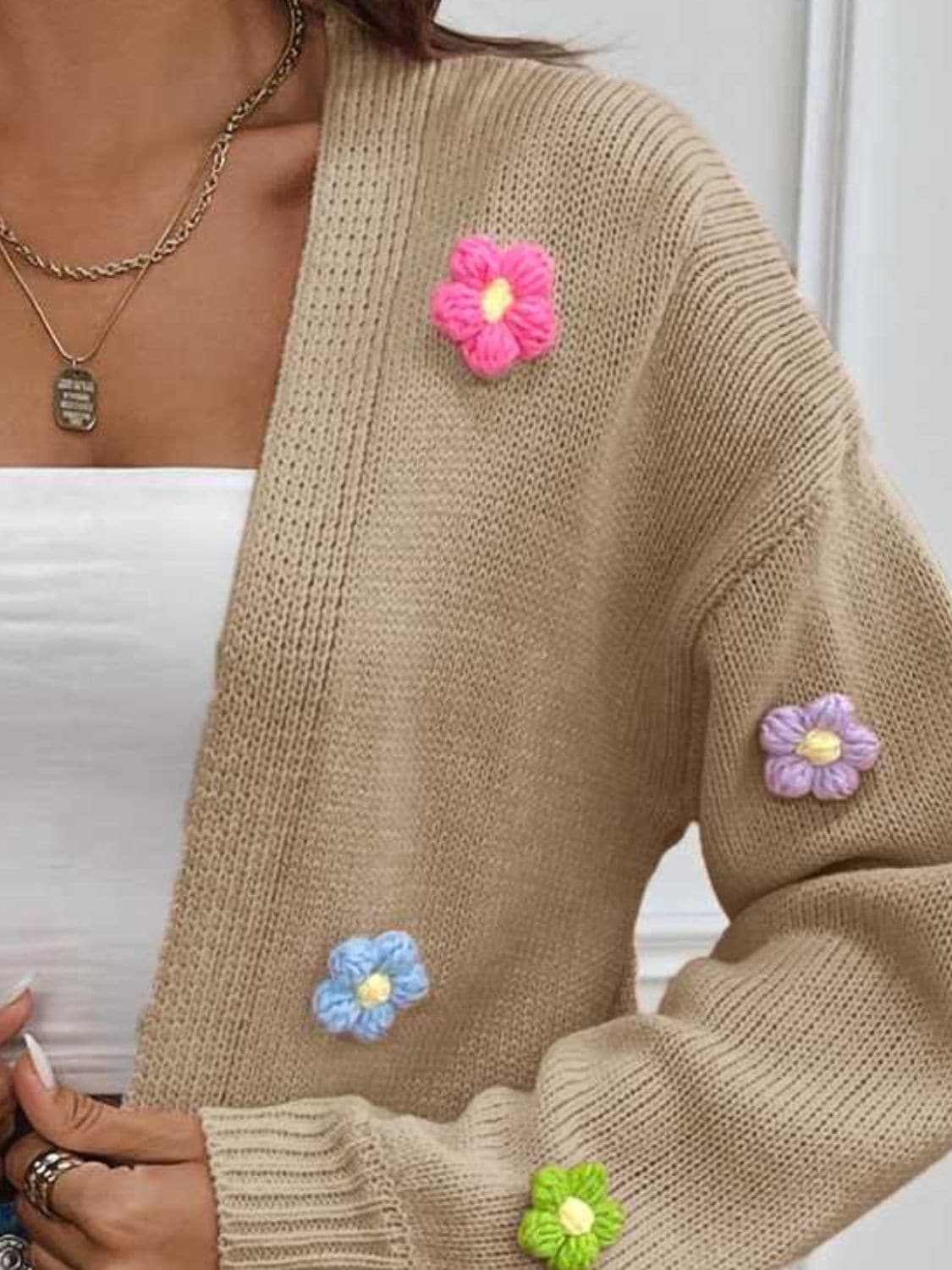 Chic Floral Open Front Cardigan - Love Salve 