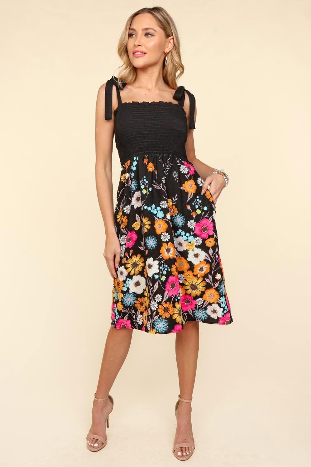 Chic Haptics Smocked Cami Floral Dress for Summer Fun 