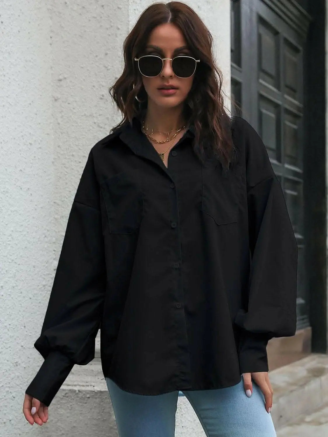 Chic Lantern Sleeve Shirt - Love Salve 