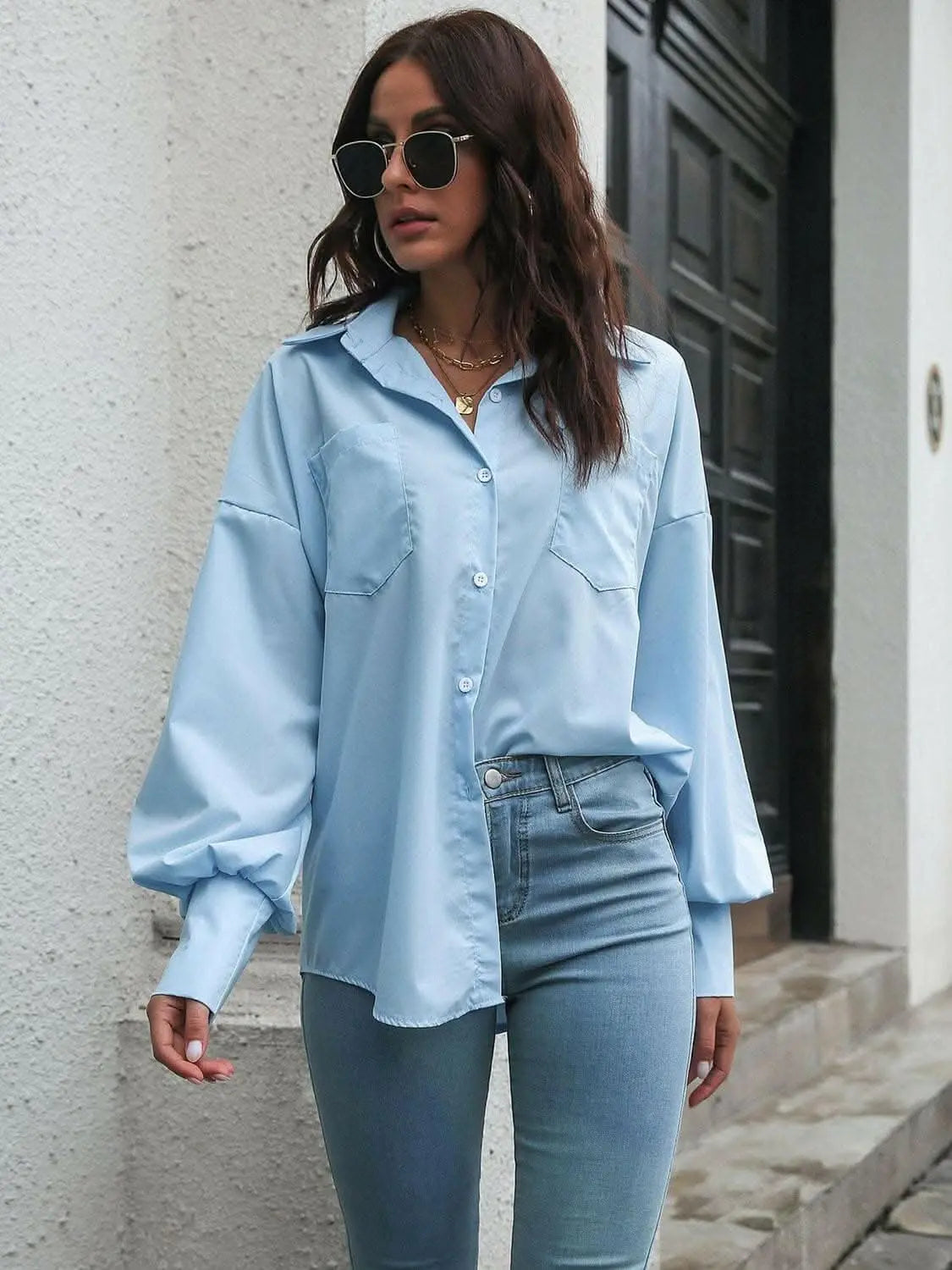 Chic Lantern Sleeve Shirt - Love Salve 