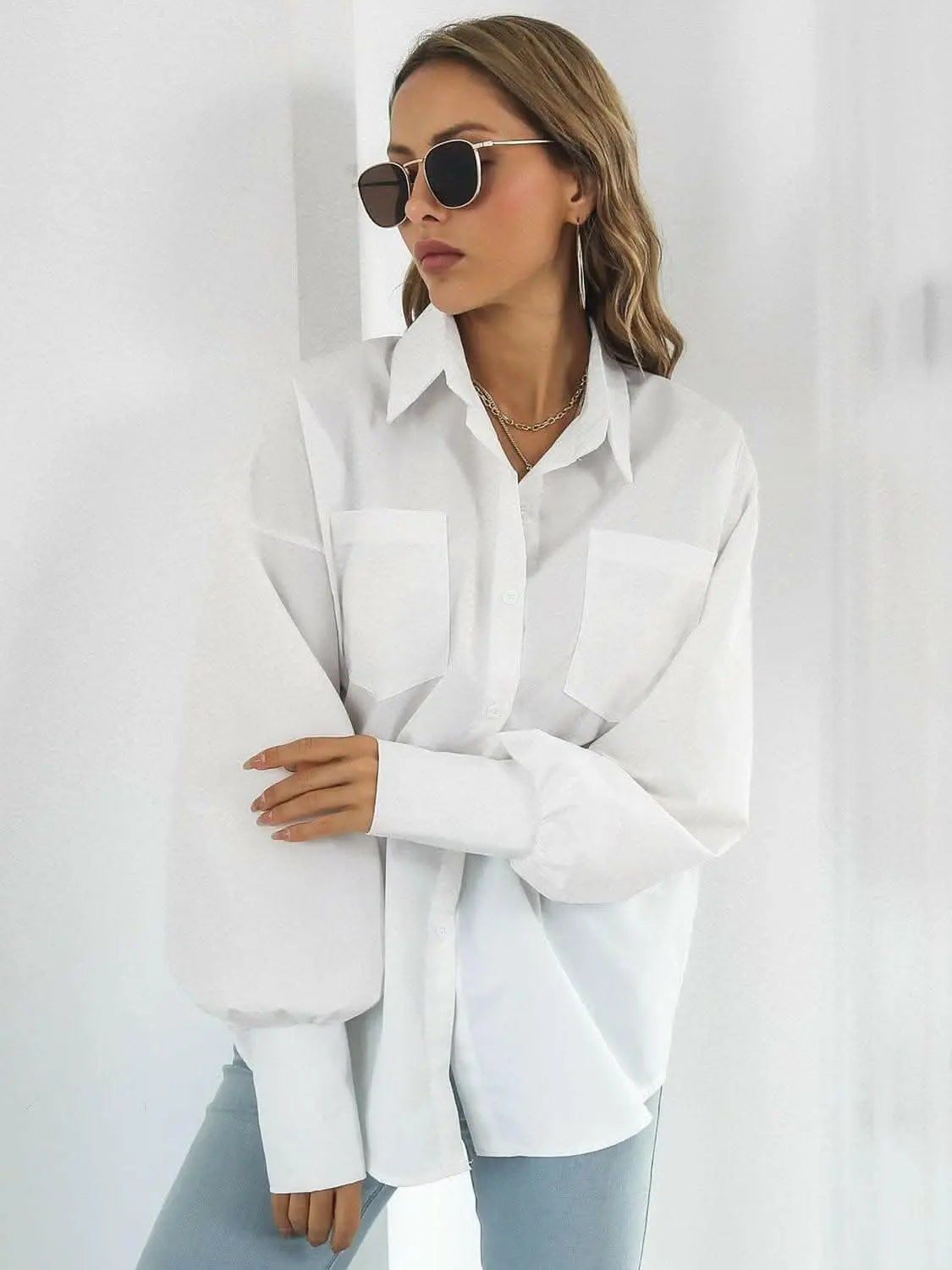 Chic Lantern Sleeve Shirt - Love Salve 