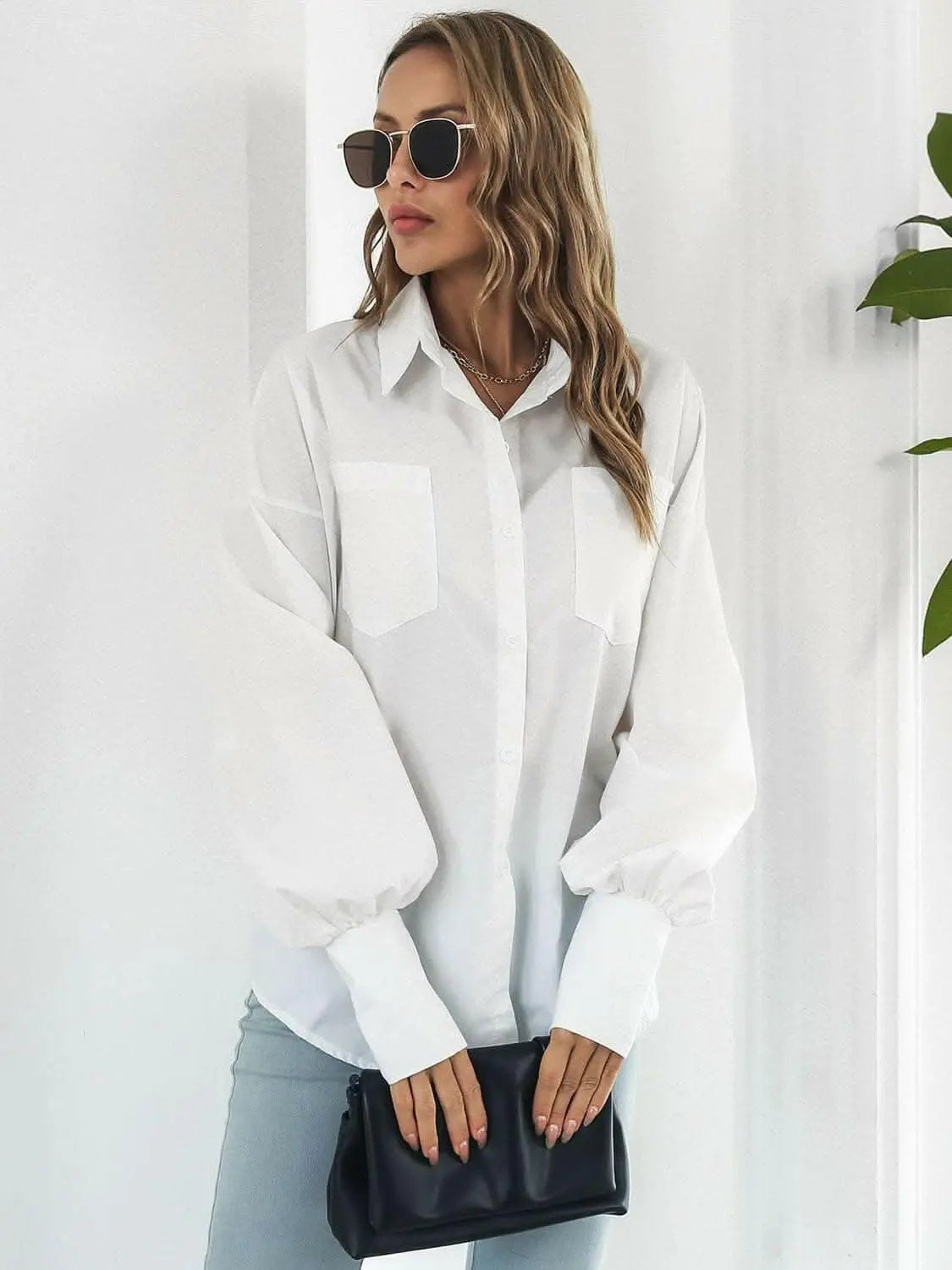 Chic Lantern Sleeve Shirt - Love Salve 