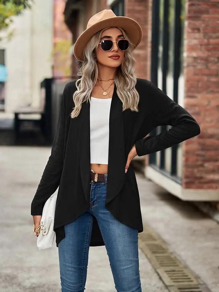 Chic Long Sleeve Cardigan - Opaque - Love Salve 