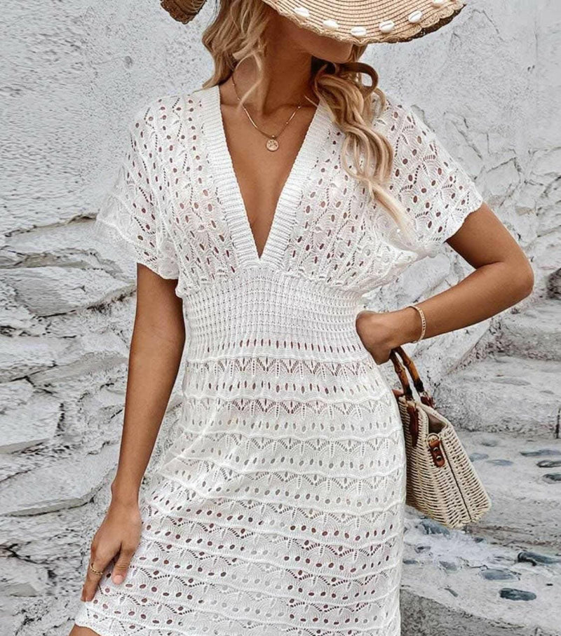 Chic Mesh Plunge Beach Dress 