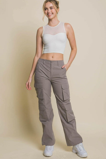 Chic Mesh Ribbed Love Tree Crop Top 