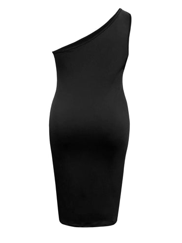 Chic Plus Size One-Shoulder Dress with Twisted Design - Love Salve 