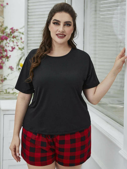 Chic Plus Size Plaid Lounge Set 