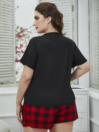 Chic Plus Size Plaid Lounge Set 