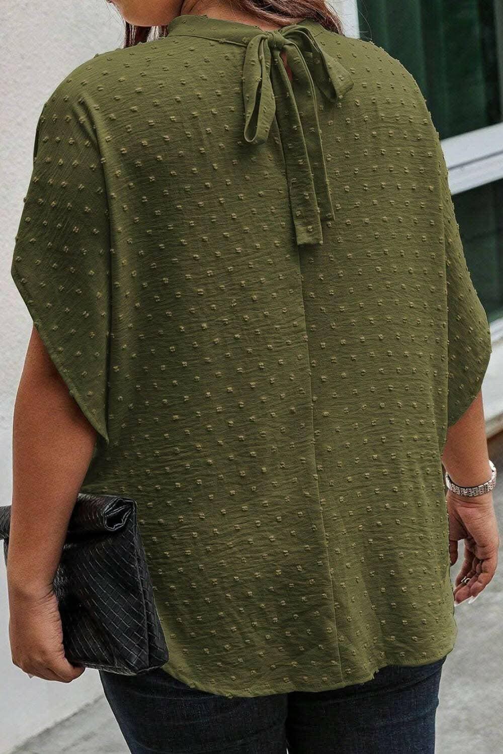 Chic Plus Size Swiss Dot Blouse 