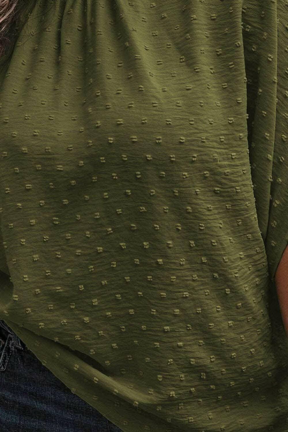 Chic Plus Size Swiss Dot Blouse 