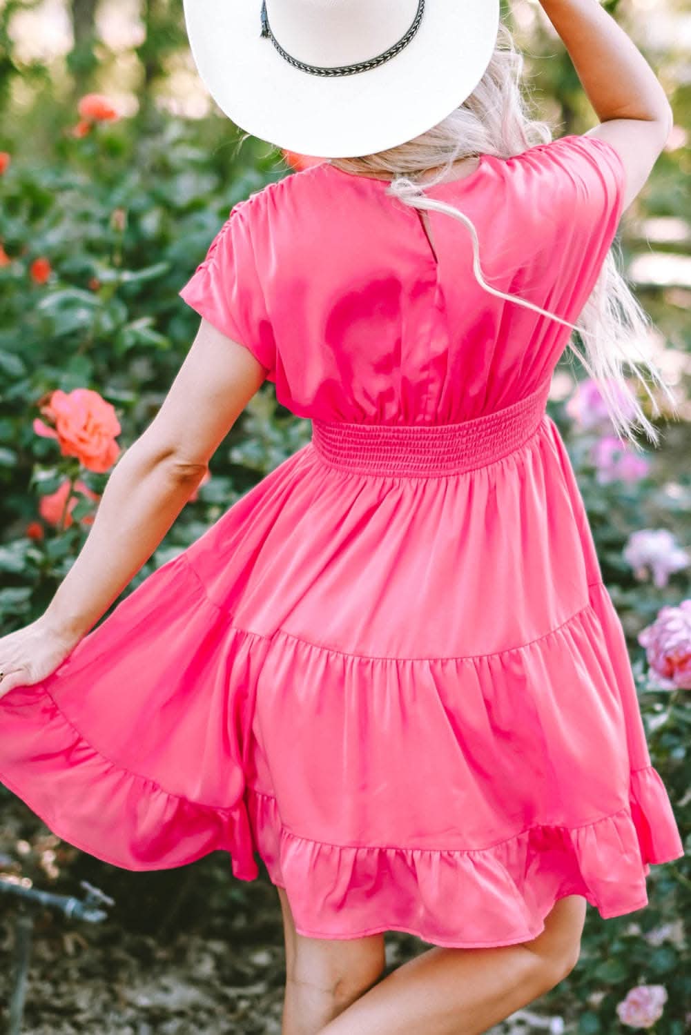 Chic Smocked V-Neck Dress for Effortless Style and Comfort 