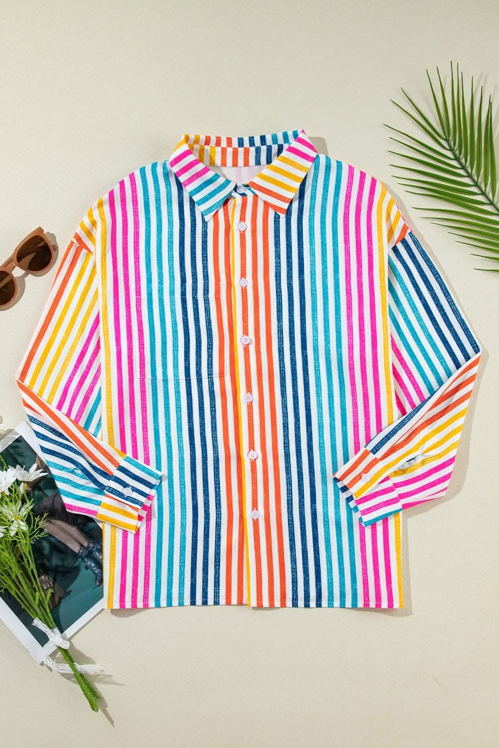 Chic Striped Long Sleeve Shirt - Love Salve 