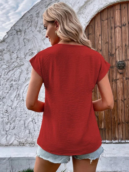 Chic V-neck short sleeve top - Love Salve 