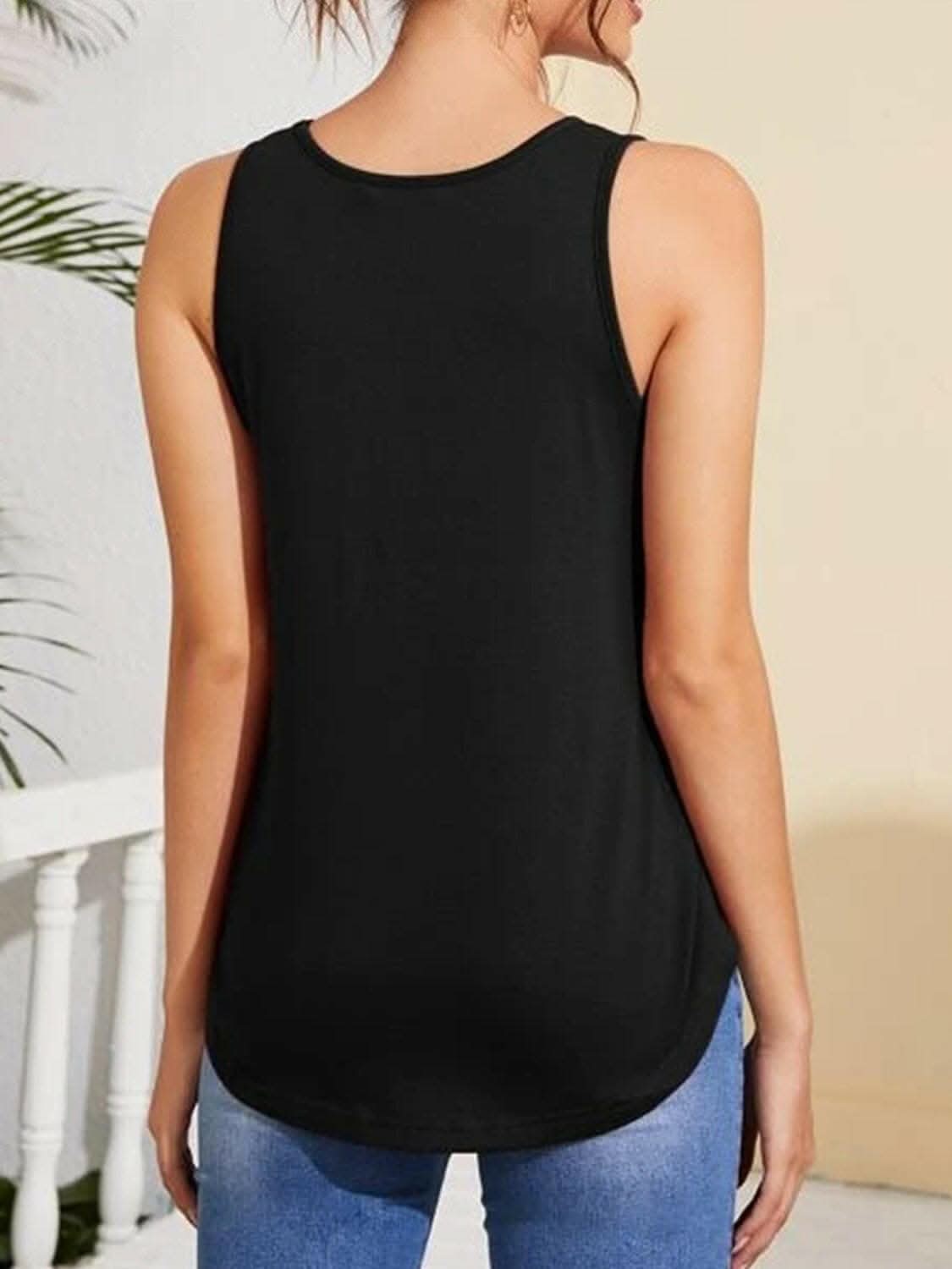 Chic V-neck tank top with hem - Love Salve 