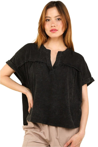 Chic and casual washed knit t-shirt by VERY J - Love Salve 