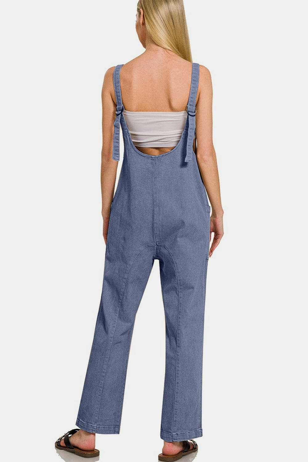 Chic and practical wide strap jumpsuit with pockets - Love Salve 