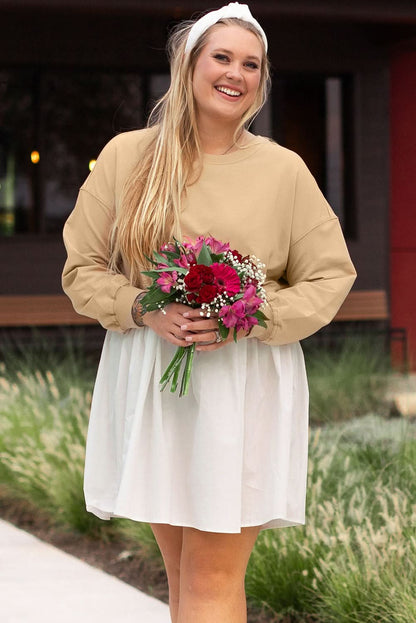 Chic apricot colorblock mini dress - Love Salve 