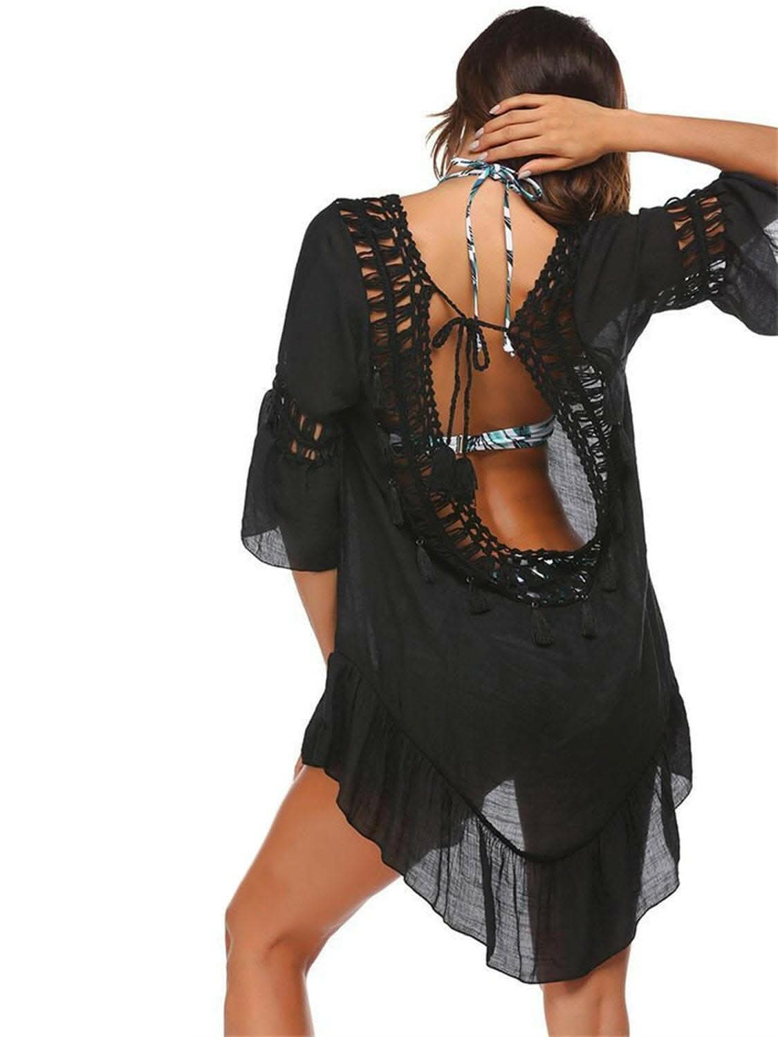 Chic backless cover-up with sleeves 