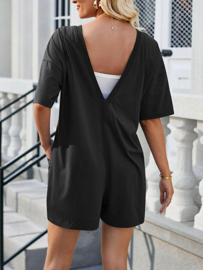 Chic backless romper with pockets - Love Salve 