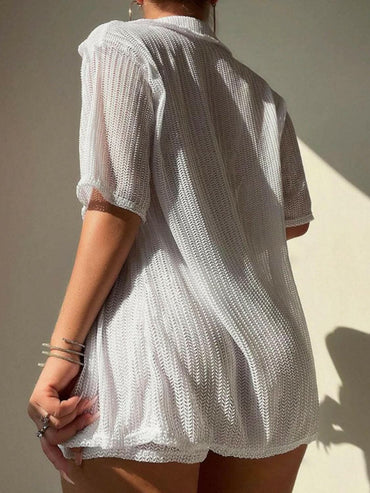 Chic beach cover-up set with shorts - Love Salve 