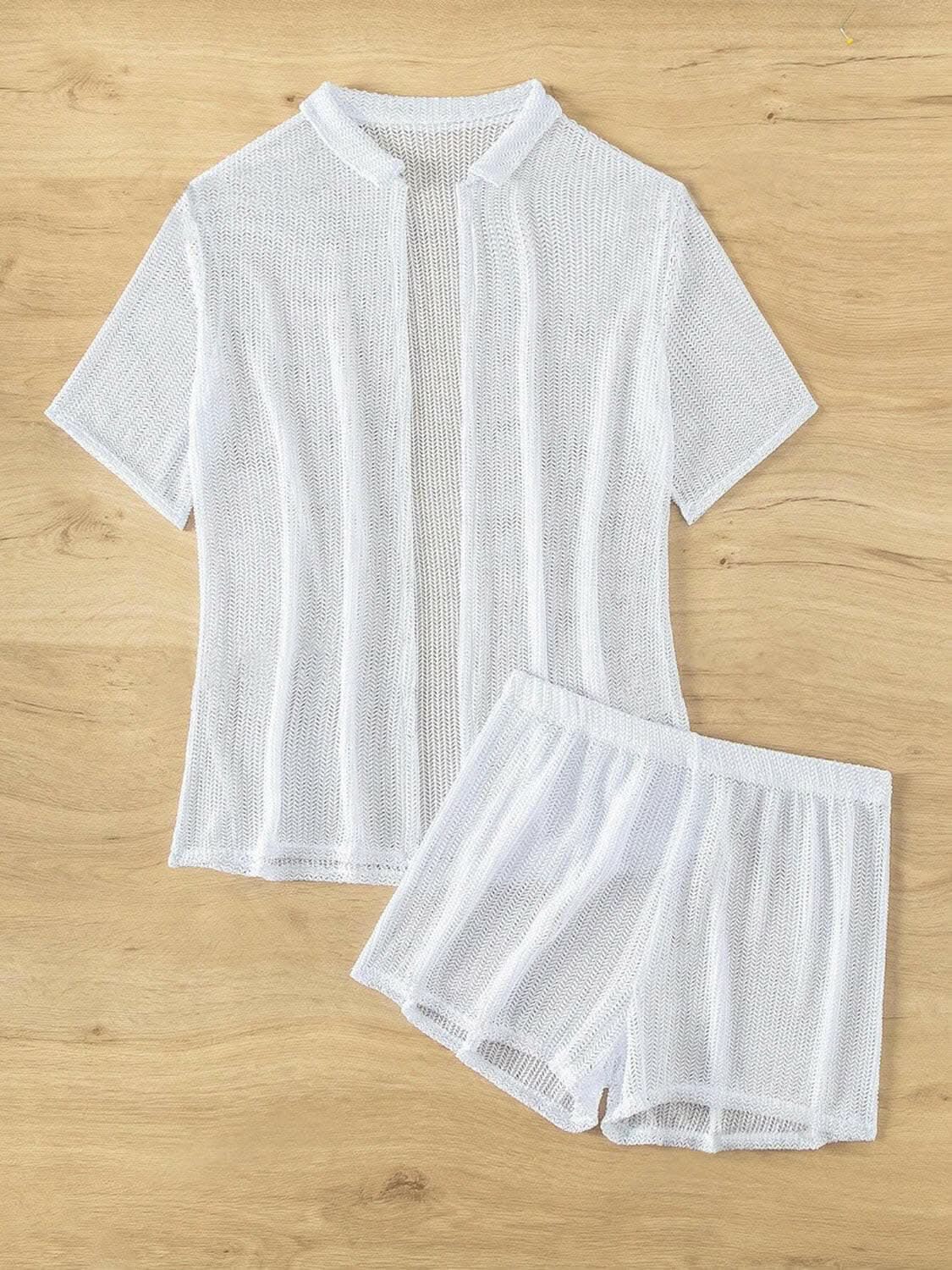 Chic beach cover-up set with shorts - Love Salve 