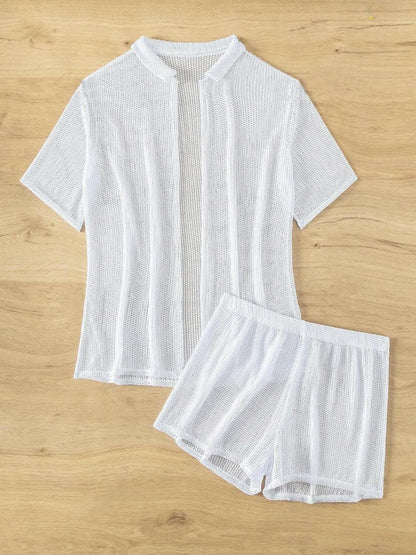 Chic beach cover-up set with shorts - Love Salve 