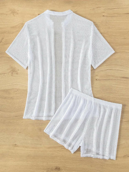 Chic beach cover-up set with shorts - Love Salve 