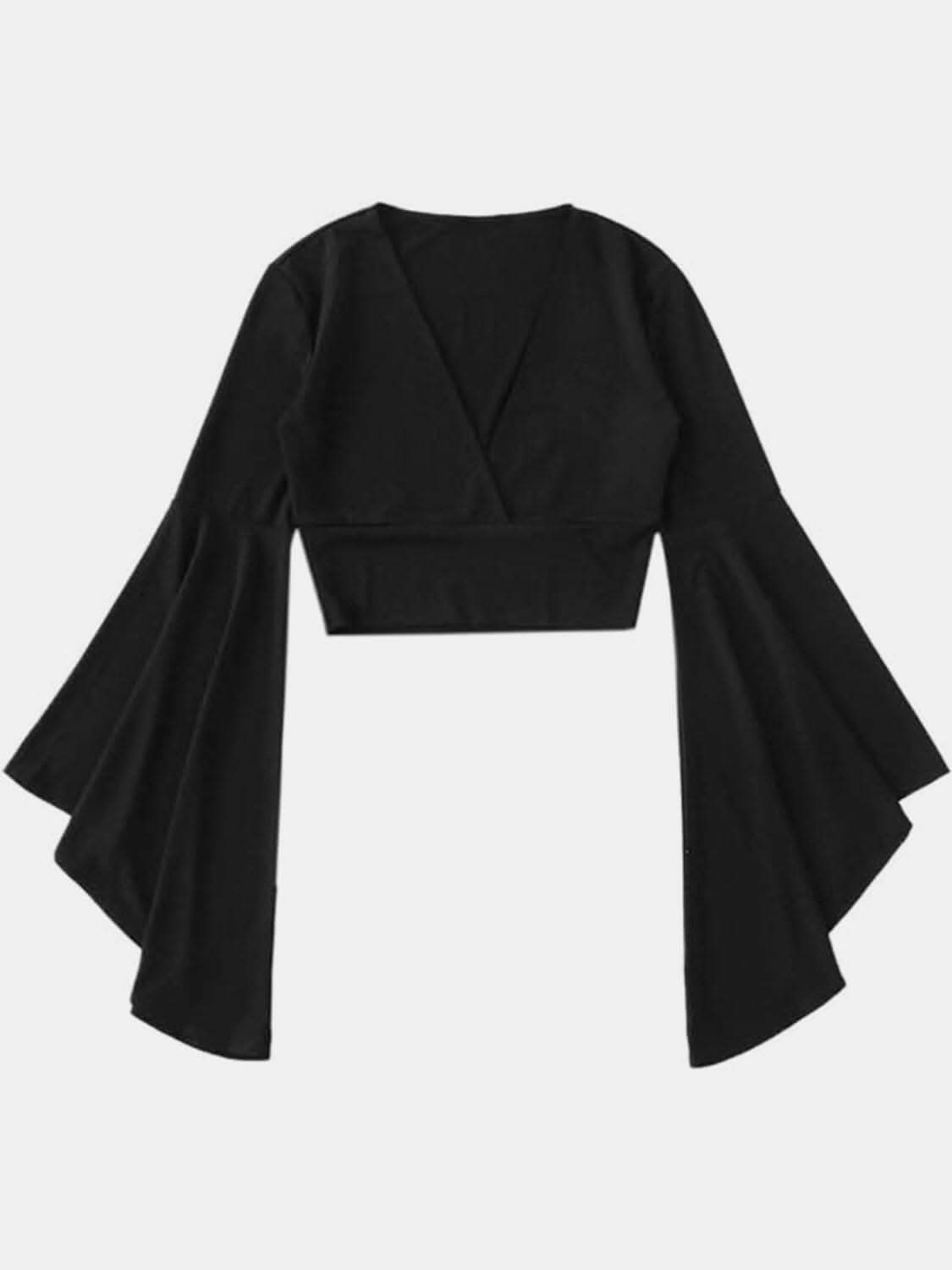Chic bell sleeve crop blouse 