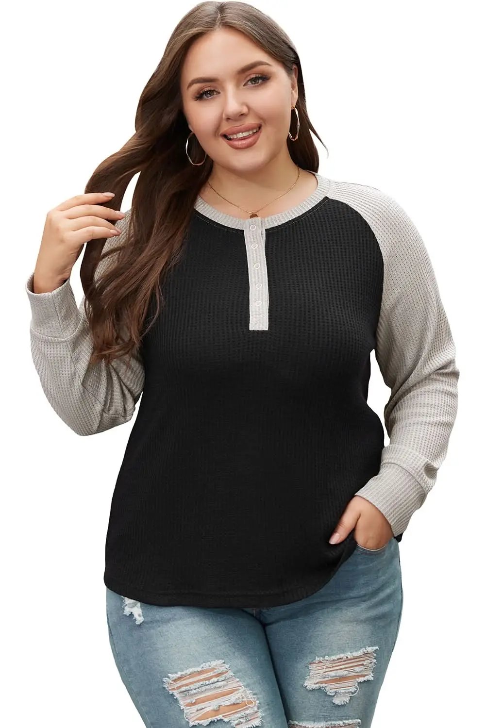 Chic black plus-size button-up top - Love Salve 