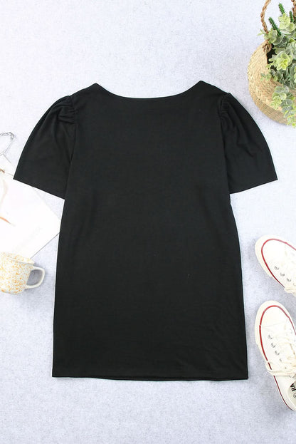 Chic black plus size top with ruching - Love Salve 