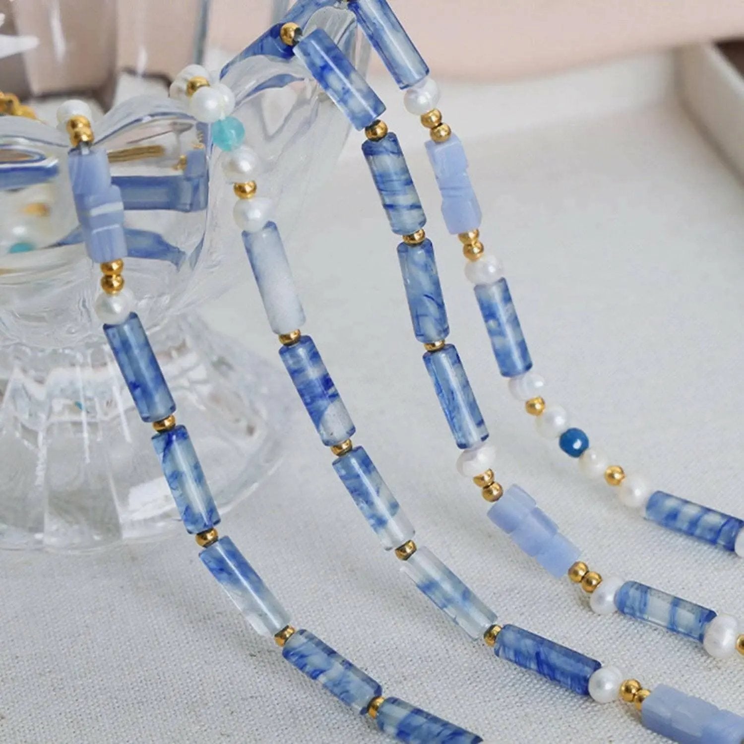 Chic blue chalcedony necklace - Love Salve 