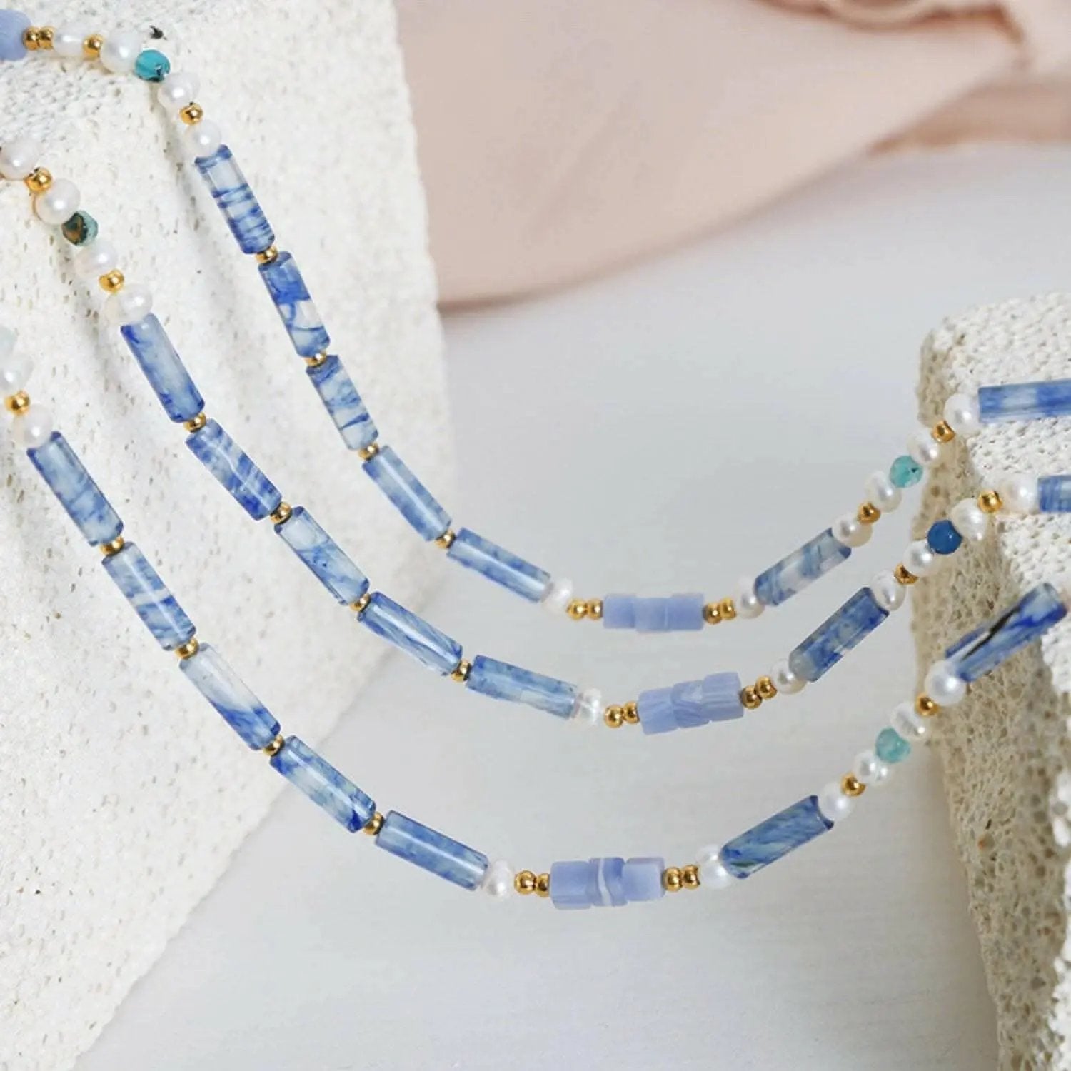 Chic blue chalcedony necklace - Love Salve 