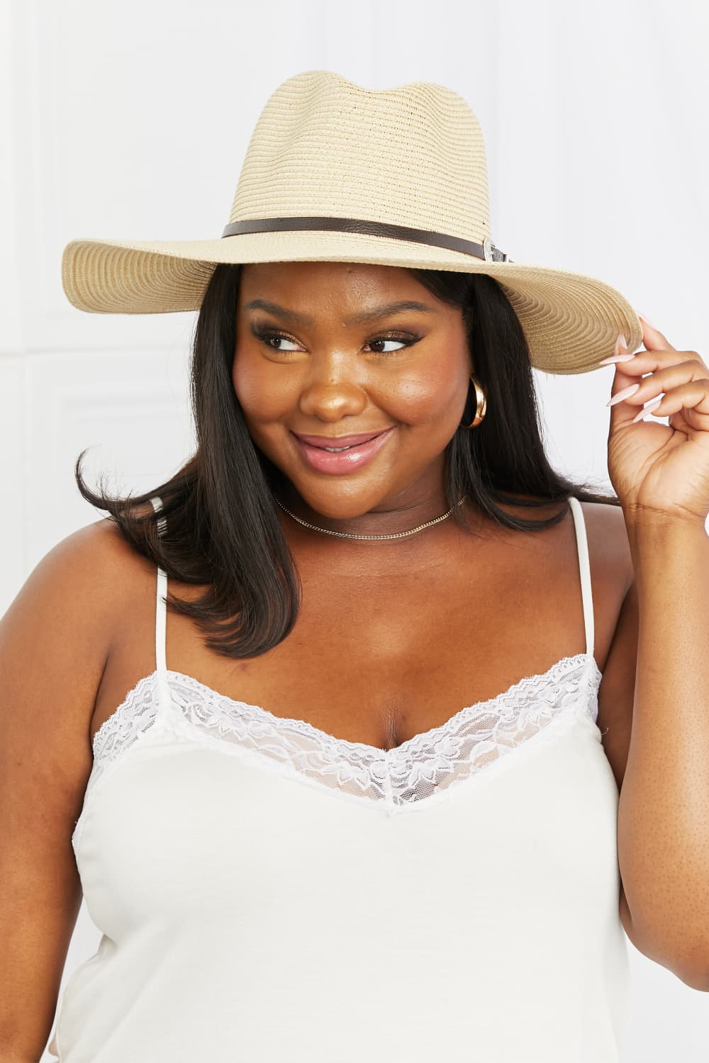 Chic boho straw fedora hat 
