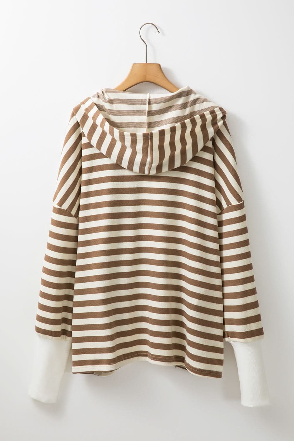 Chic brown striped plus size hoodie - Love Salve 