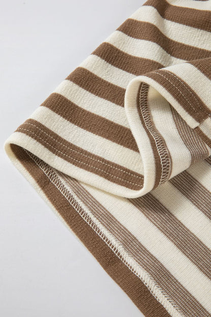 Chic brown striped plus size hoodie - Love Salve 