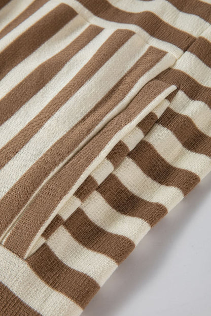 Chic brown striped plus size hoodie - Love Salve 