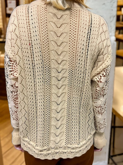 Chic button-up cardigan with eyelet detail 