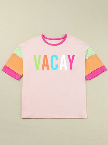 Chic color block graphic tee - Love Salve 