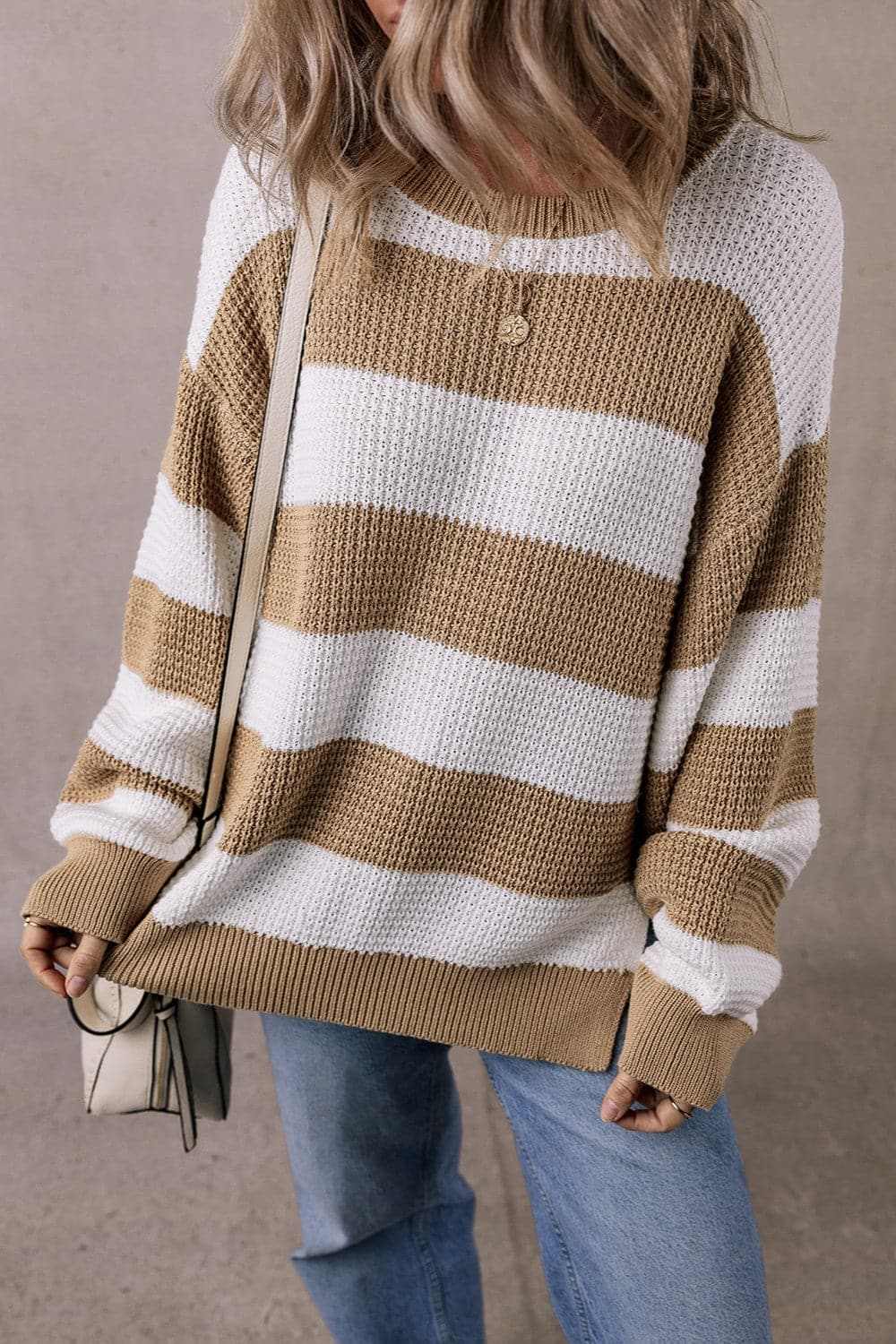 Chic color block knitted sweater - Love Salve 