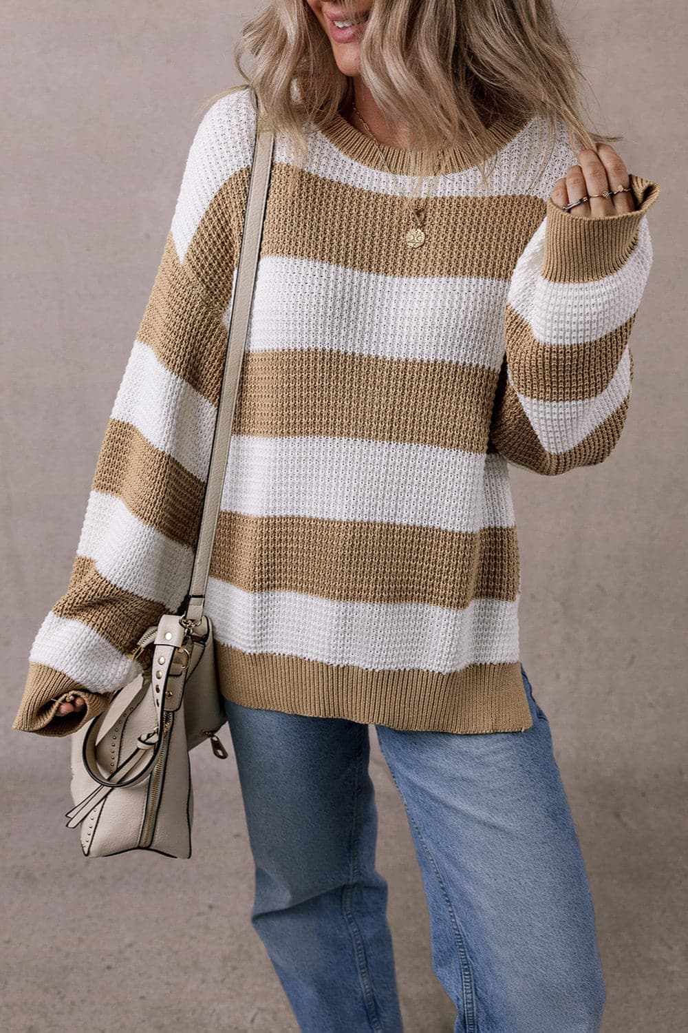 Chic color block knitted sweater - Love Salve 