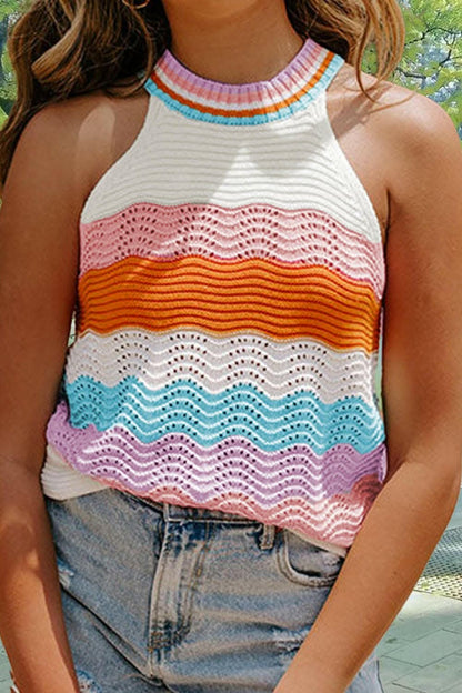 Chic color block knit vest - comfy fit 