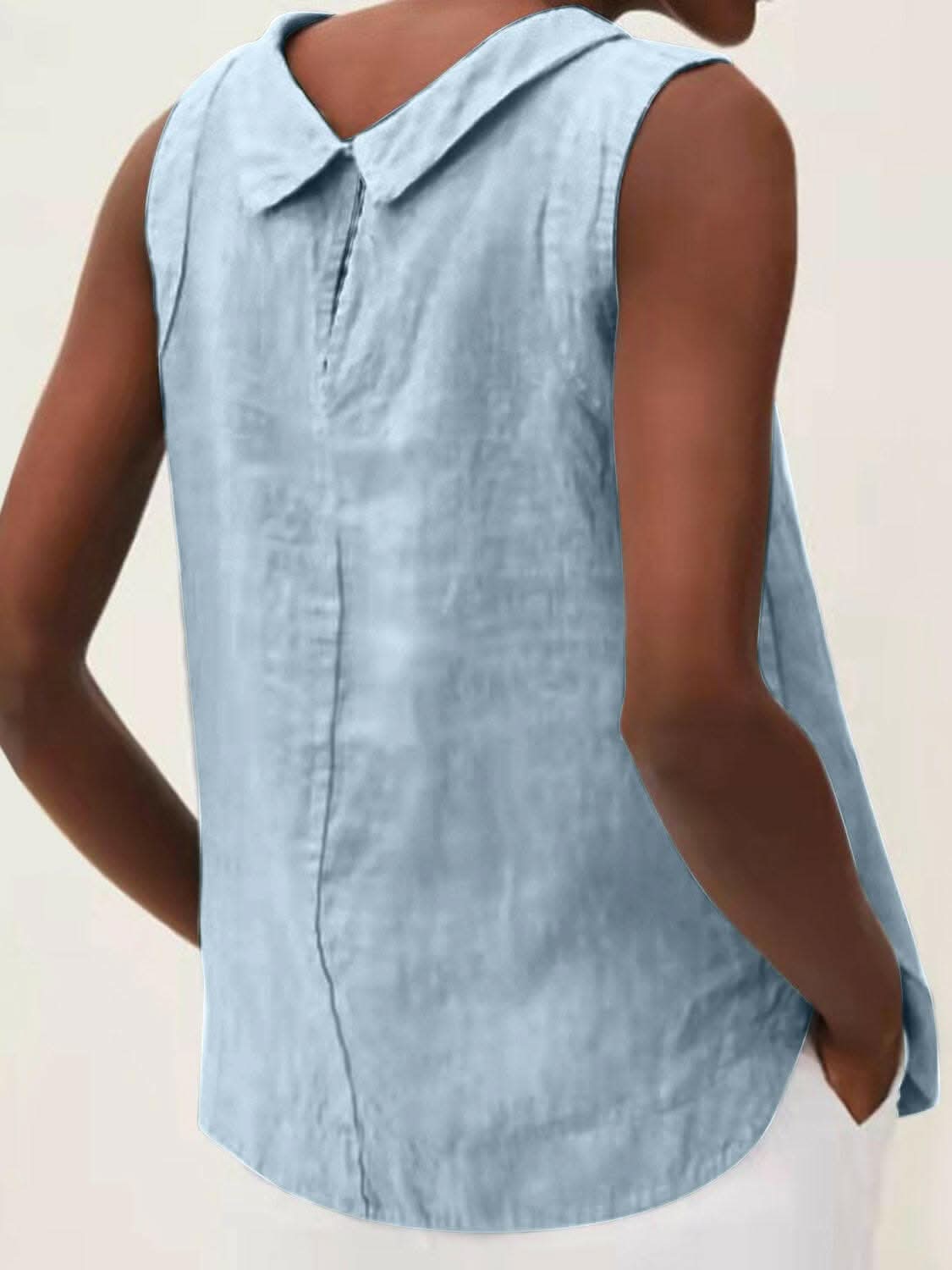 Chic cotton sleeveless round neck top 