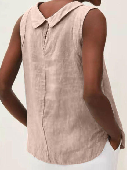 Chic cotton sleeveless round neck top 