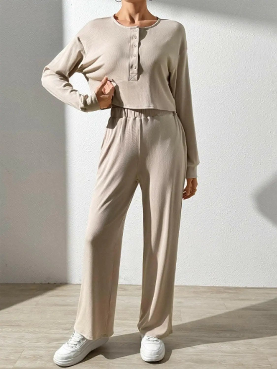Chic cozy long sleeve lounge set - Love Salve 