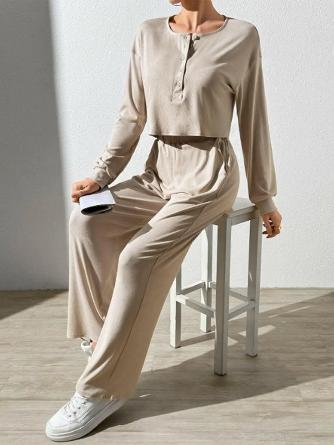 Chic cozy long sleeve lounge set - Love Salve 