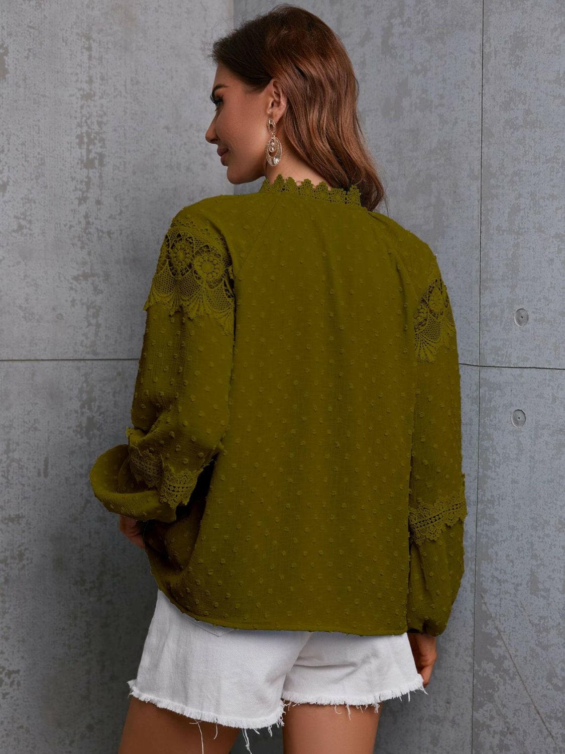 Chic crochet tie neck blouse - Love Salve 