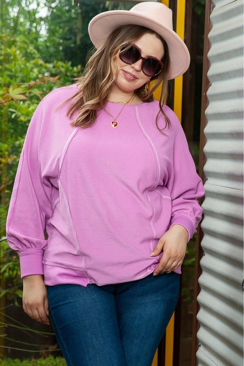 Chic curve stitch long sleeve tee - Love Salve 