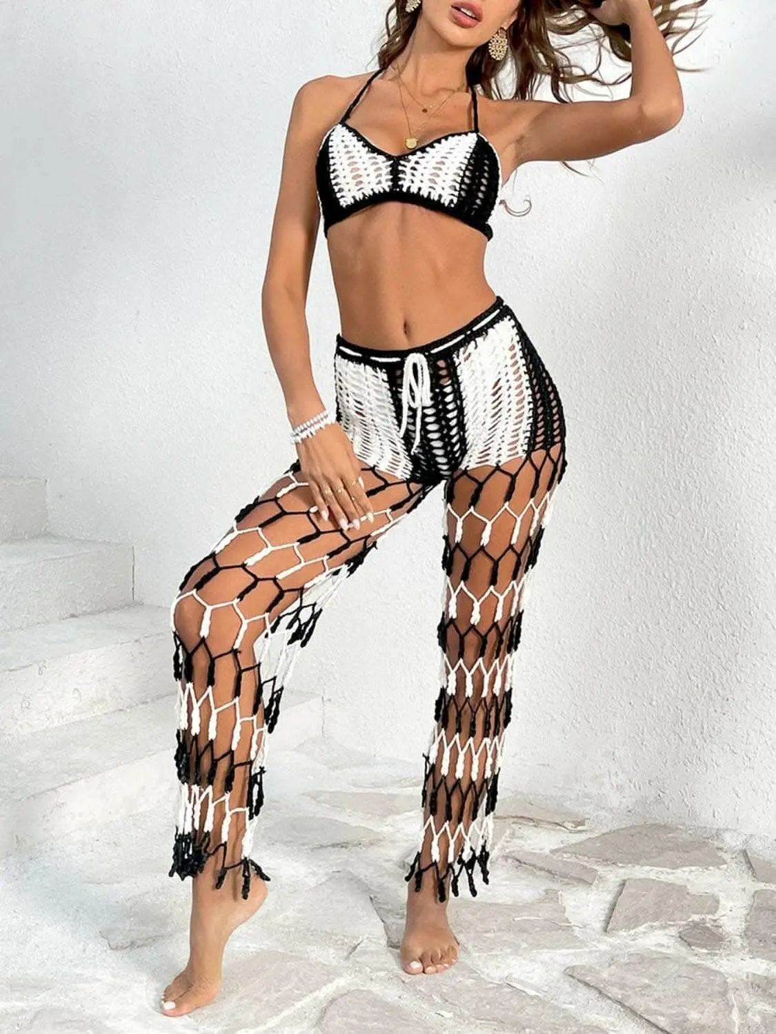 Chic cutout halter swimwear set - Love Salve 